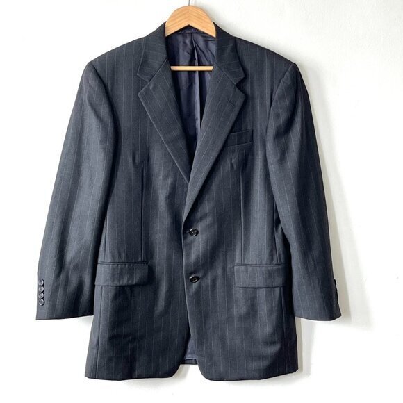 Hickey Freeman Mens Gray Pinstripe Blazer Suit Jacket Coat Size 38R 100% Wool - Picture 2 of 14